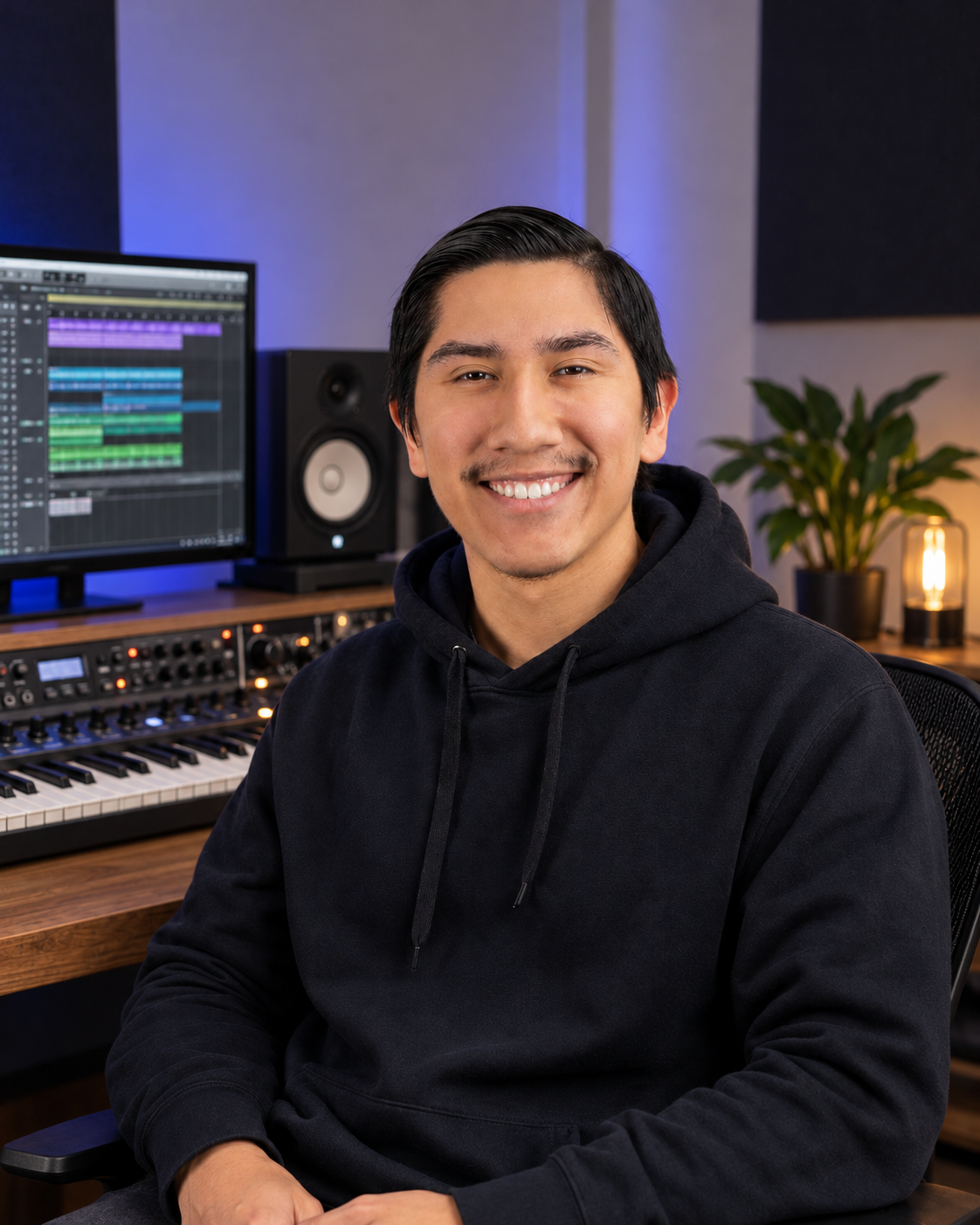 Ton-e Cooked Dat seated in a recording studio